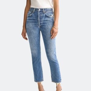 Riley High Waist Crop Straight Leg Jeans